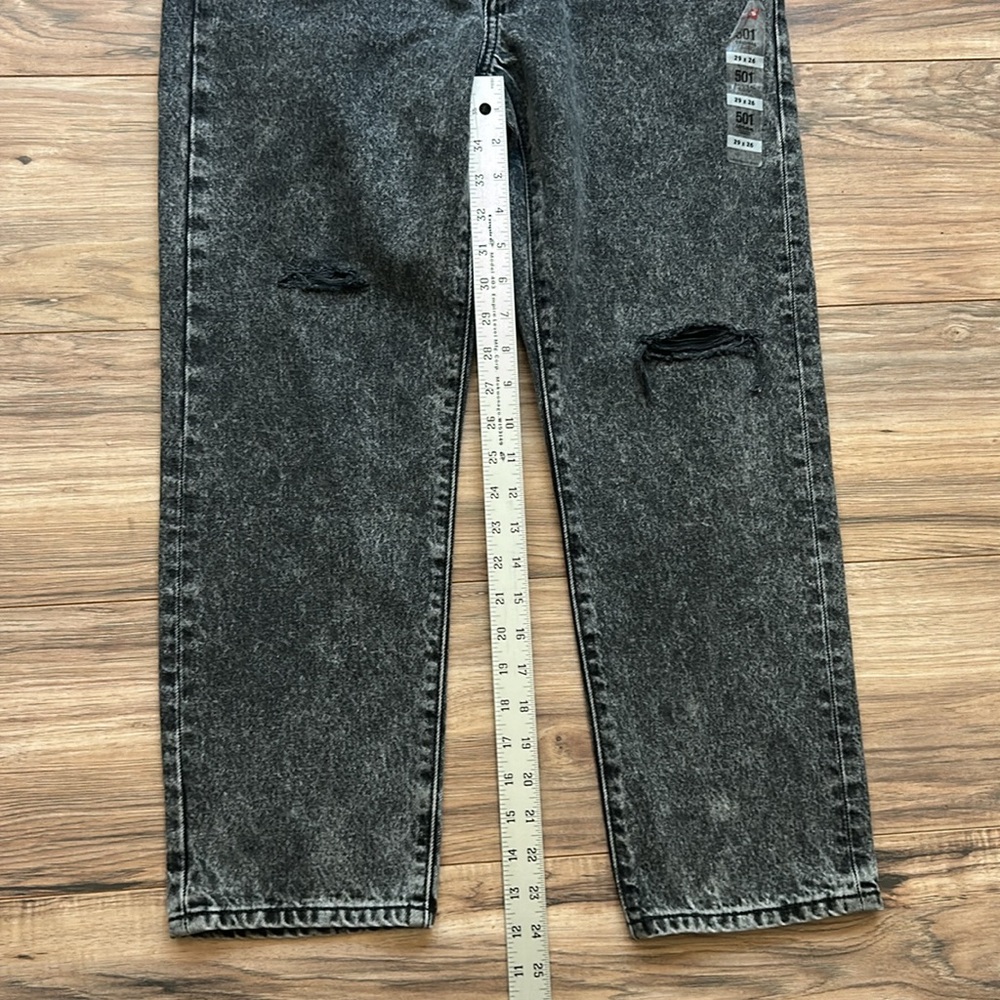 Levi’s 501 Black Distressed Denim Jeans - Picture 5 of 10